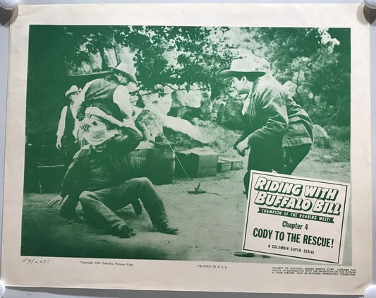 ORIGINAL SERIAL LOBBY CARD - RIDING WITH BUFFALO BILL (b) - 1954 - Ch 4 "Cody...