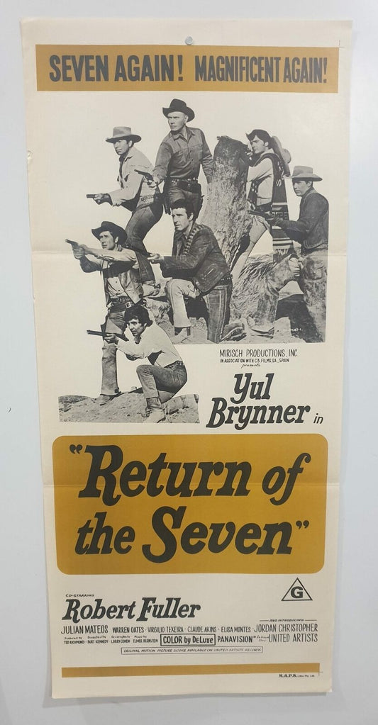 ORIGINAL DAYBILL MOVIE POSTER - RETURN OF THE SEVEN - 1966