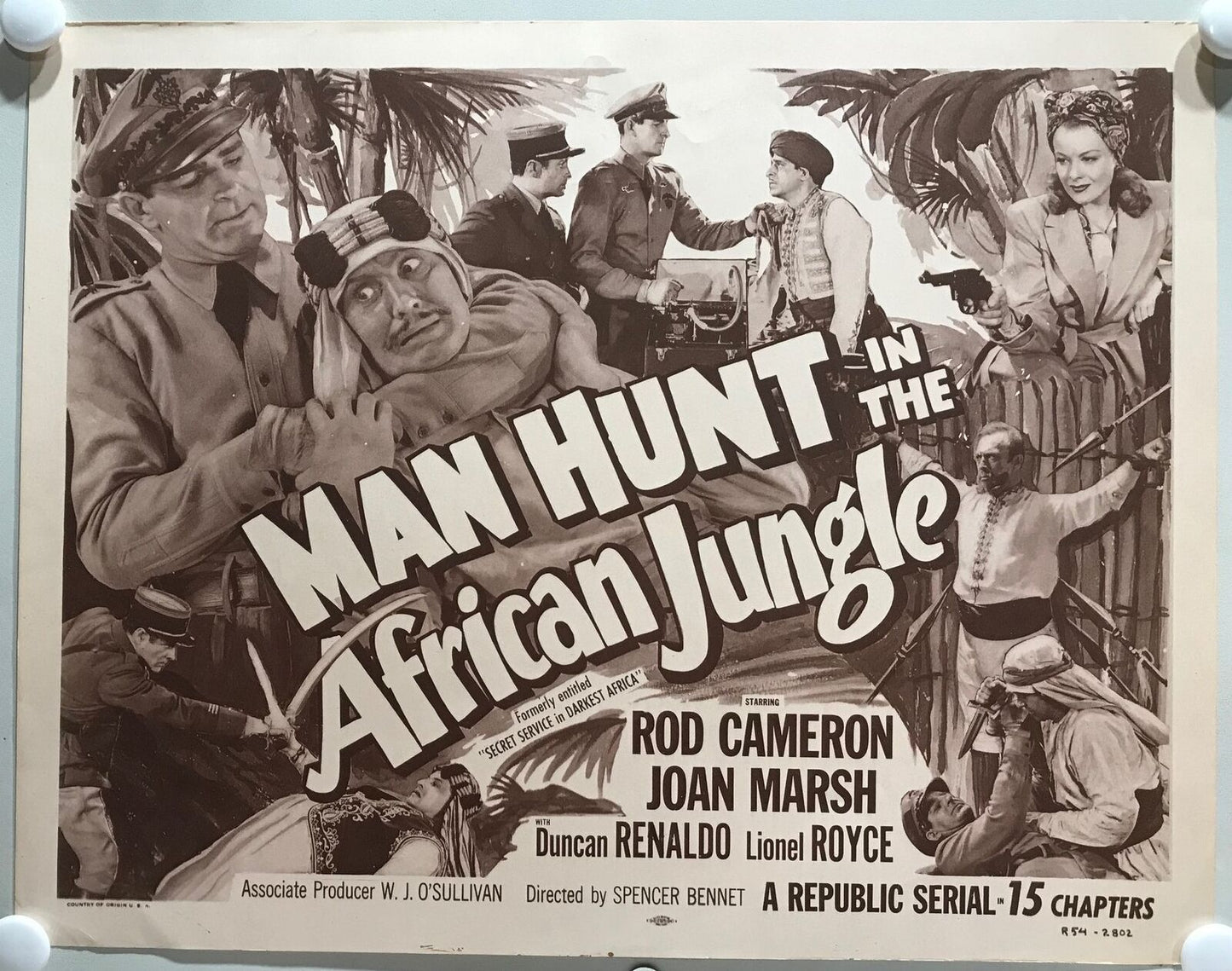 ORIGINAL SERIAL LOBBY CARD - MAN HUNT IN THE AFRICAN JUNGLE (b) - R1954 - Title Card