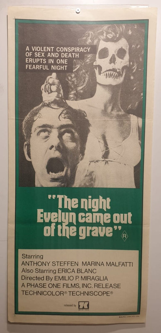 ORIGINAL DAYBILL MOVIE POSTER - THE NIGHT EVELYN CAME OUT OF THE GRAVE- 1971