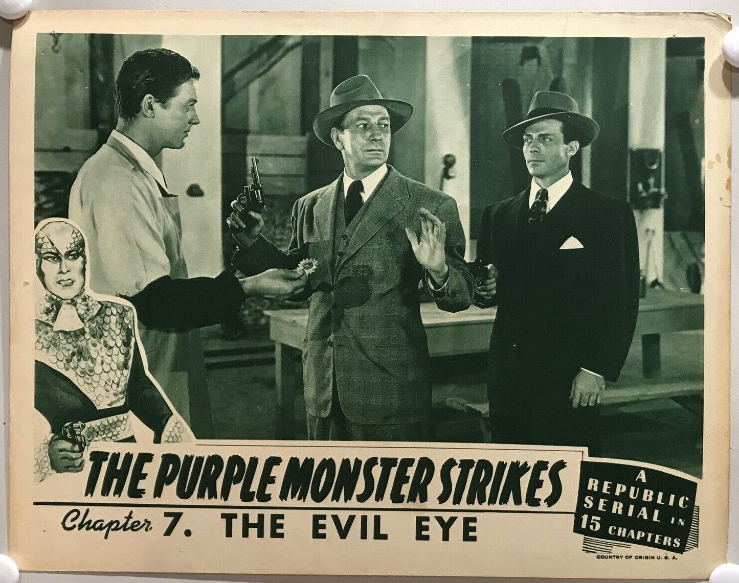 ORIGINAL SERIAL LOBBY CARD - THE PURPLE MONSTER STRIKES (c) - 1945 - Ch 7 "Th...