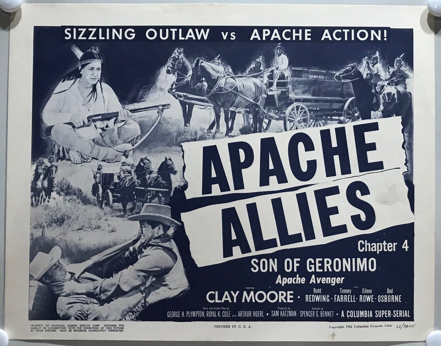 ORIGINAL SERIAL LOBBY CARD - SON OF GERONIMO (b) - 1952 - Ch 4 "Apache Allies...