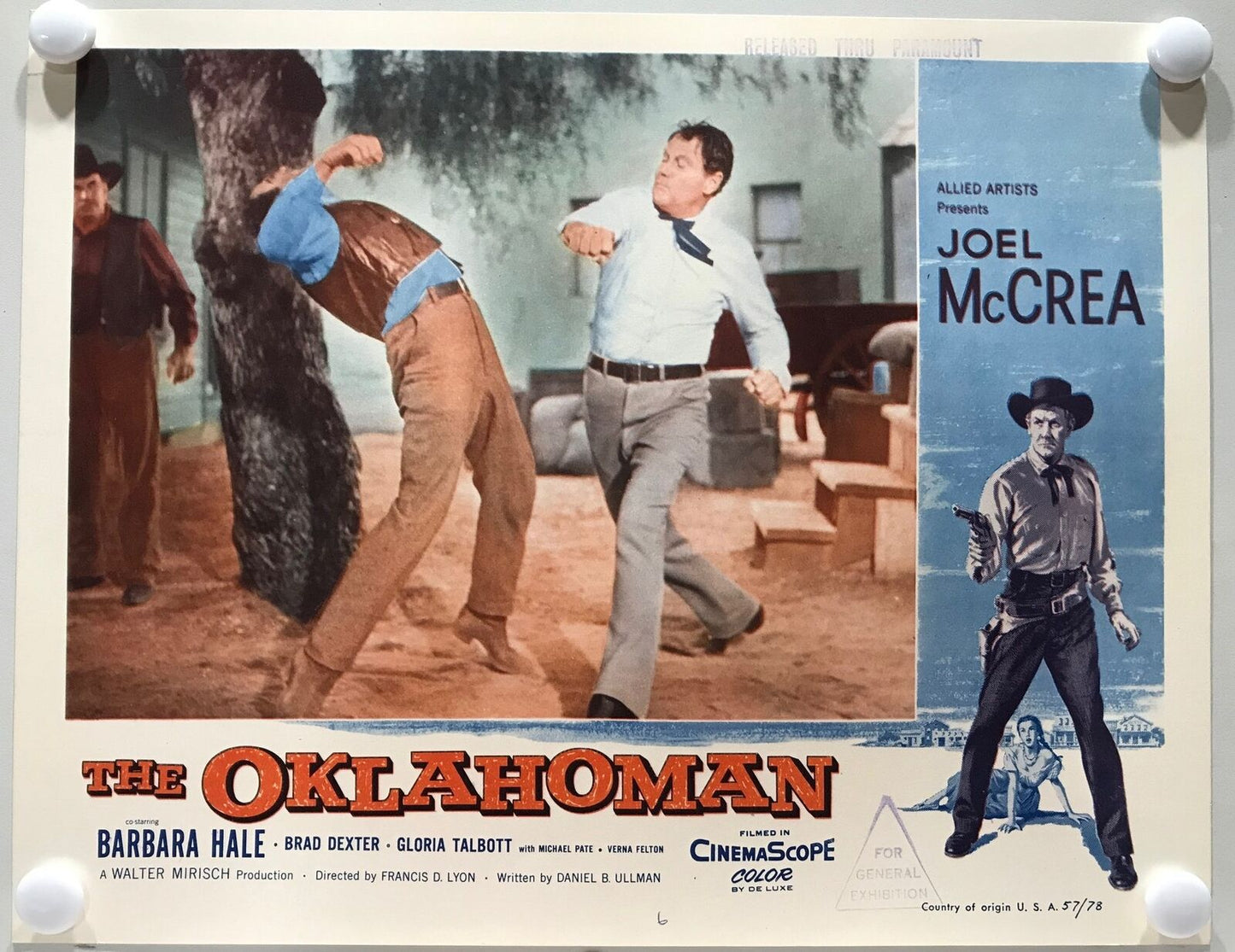 ORIGINAL LOBBY CARDS - THE OKLAHOMAN - 1957 - set of 8