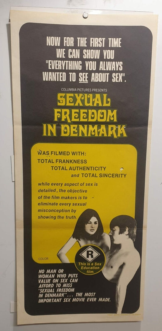 ORIGINAL DAYBILL MOVIE POSTER - SEXUAL FREEDOM IN DENMARK - ADULT - R-RATED