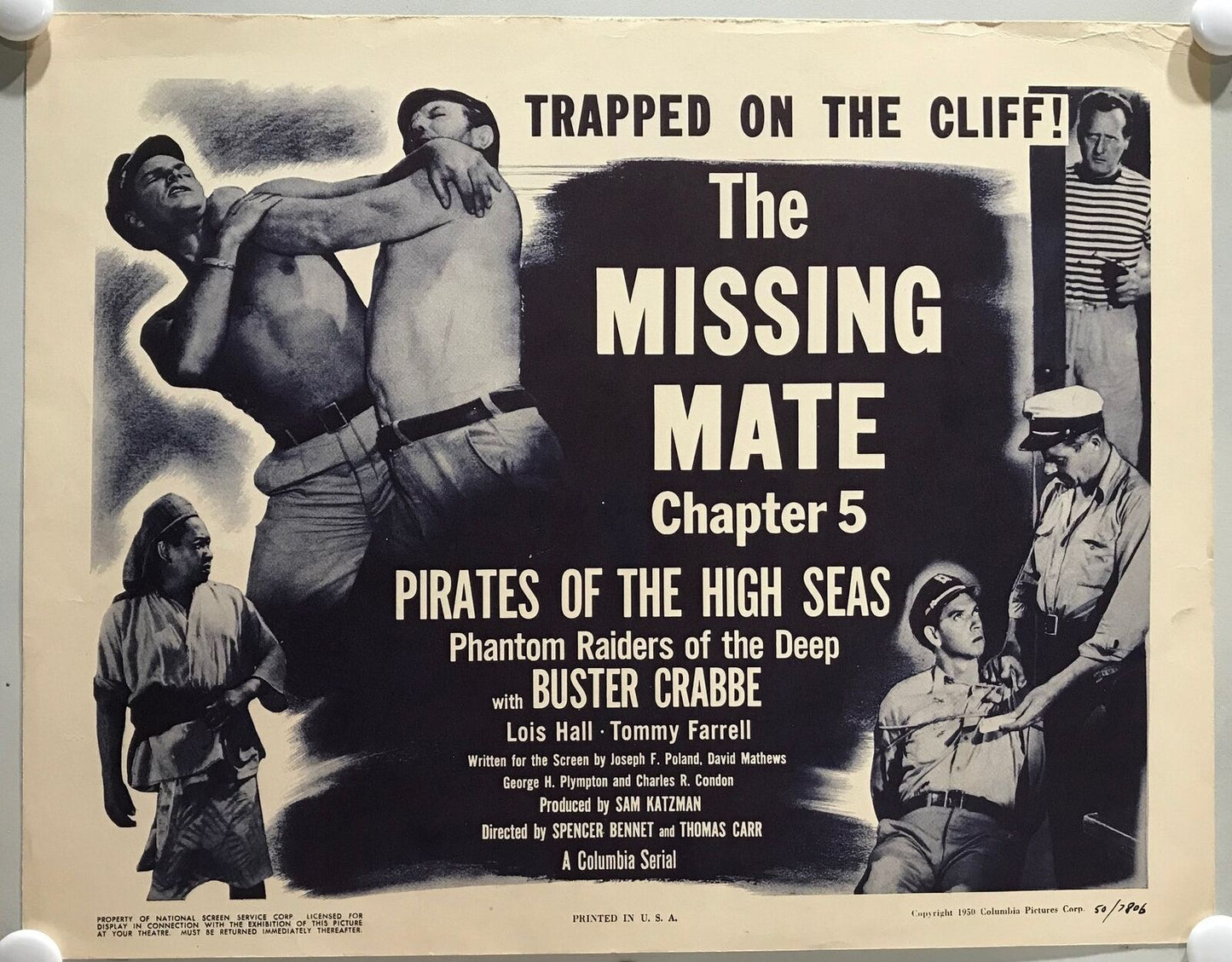 ORIGINAL SERIAL LOBBY CARD - PIRATES OF THE HIGH SEAS - 1950 - Ch 5 Title car...