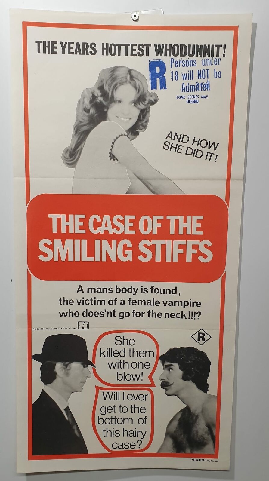 ORIGINAL DAYBILL MOVIE POSTER - THE CASE OF SMILING STIFFS - ADULT