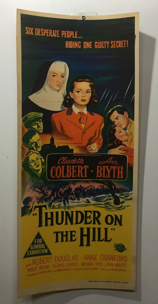 ORIGINAL DAYBILL MOVIE POSTER - THUNDER ON THE HILL - 1951