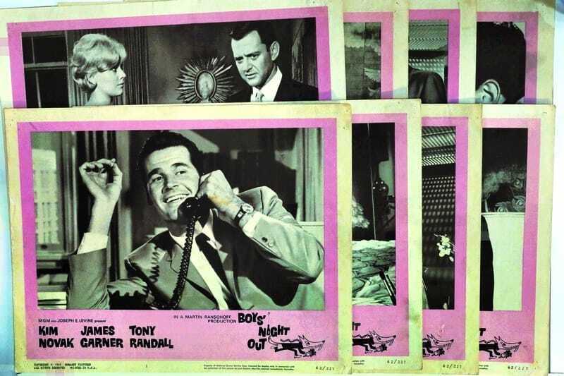 ORIGINAL LOBBY CARDS - BOYS' NIGHT OUT - 1962 - set of 8