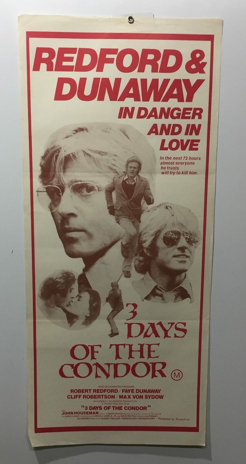 ORIGINAL DAYBILL MOVIE POSTER - 3 DAYS OF THE CONDOR - 1975