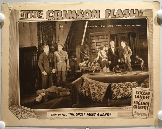 ORIGINAL SERIAL LOBBY CARD - THE CRIMSON FLASH (f) - 1927 - Ch 2 "The Ghost t...