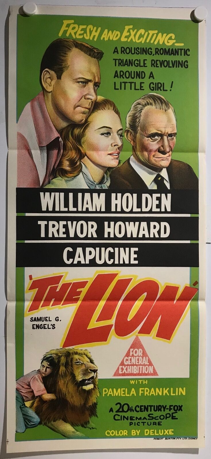 ORIGINAL DAYBILL MOVIE POSTER - THE LION - 1962