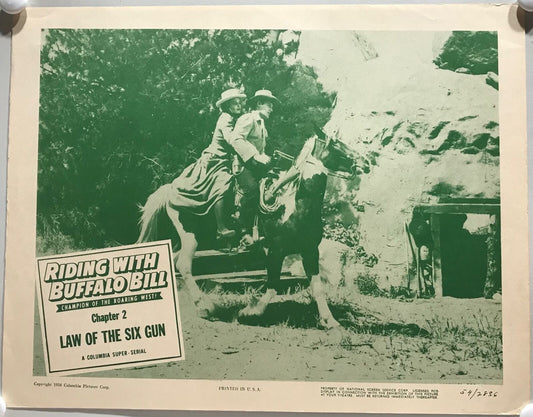 ORIGINAL SERIAL LOBBY CARD - RIDING WITH BUFFALO BILL (e) - 1954 - Ch 2 "Law ...