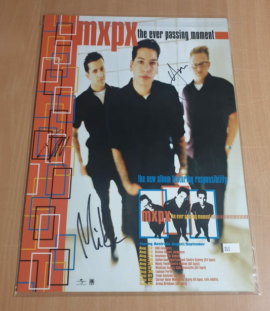 MUSIC PROMO POSTER - SIGNED - MXPX - EVER PASSING MOMENT - AUSTRALIAN TOUR (b)