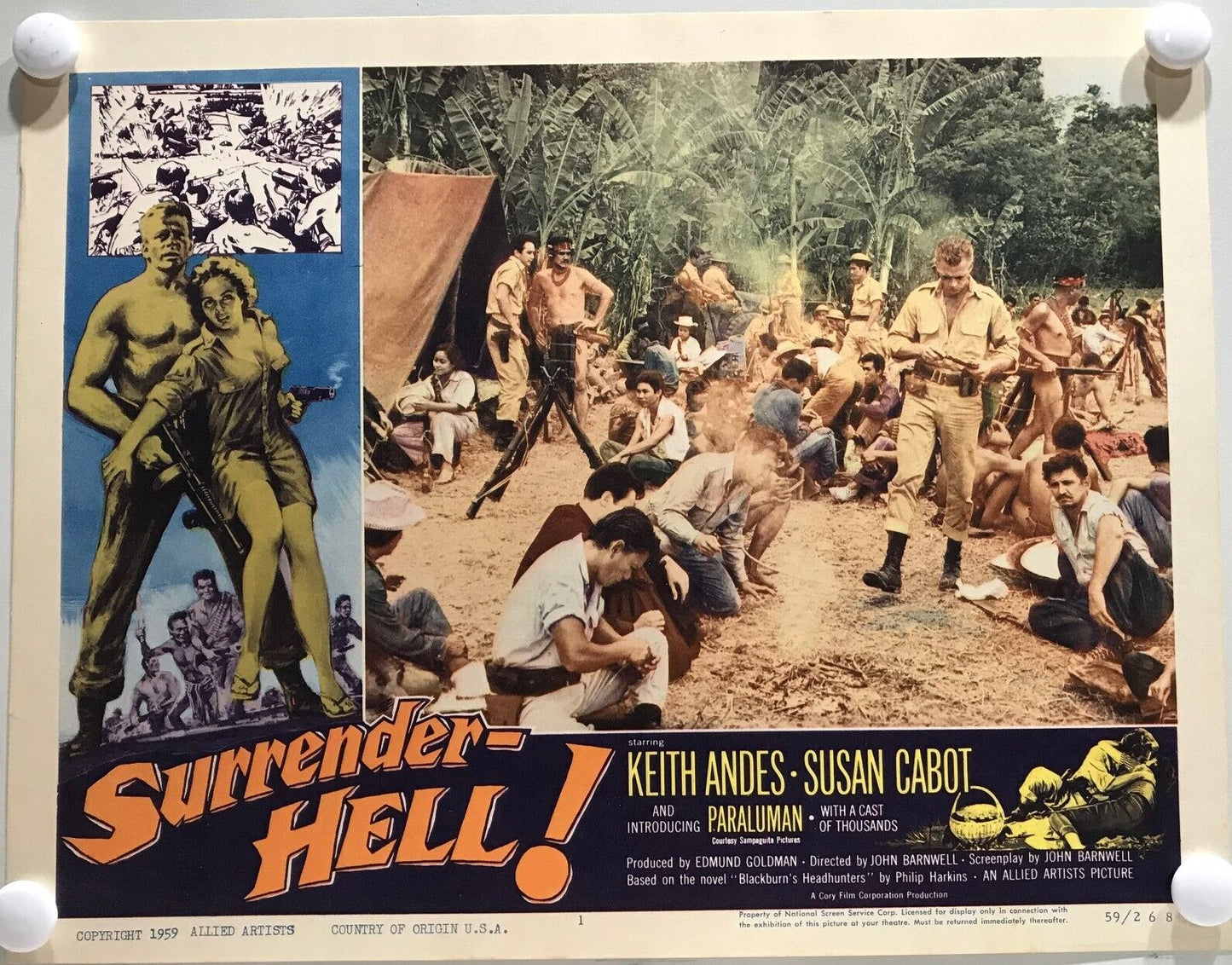 ORIGINAL LOBBY CARDS - SURRENDER - HELL! (b) - 1959 - set of 8