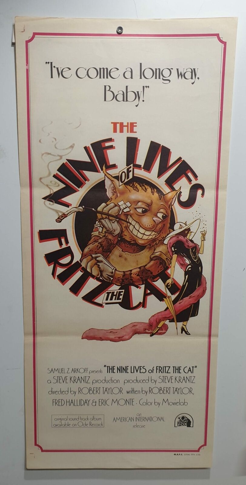 ORIGINAL DAYBILL MOVIE POSTER - THE NINE LIVES FRITZ CAT - 1974