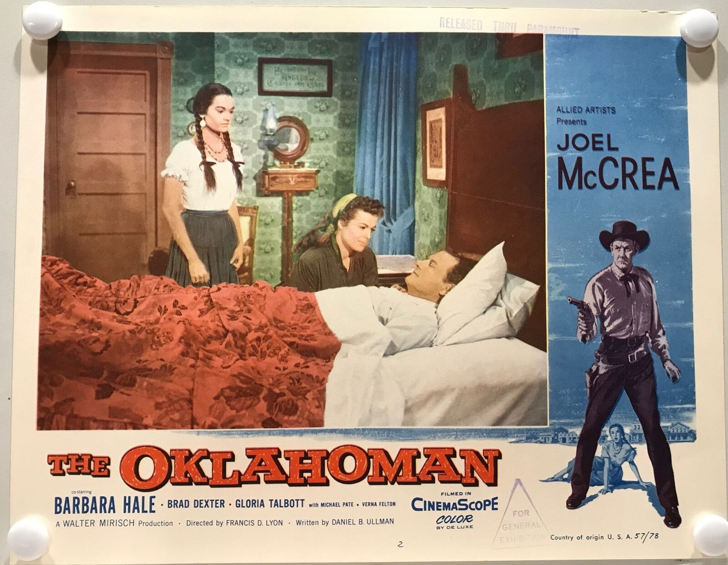 ORIGINAL LOBBY CARDS - THE OKLAHOMAN - 1957 - set of 8