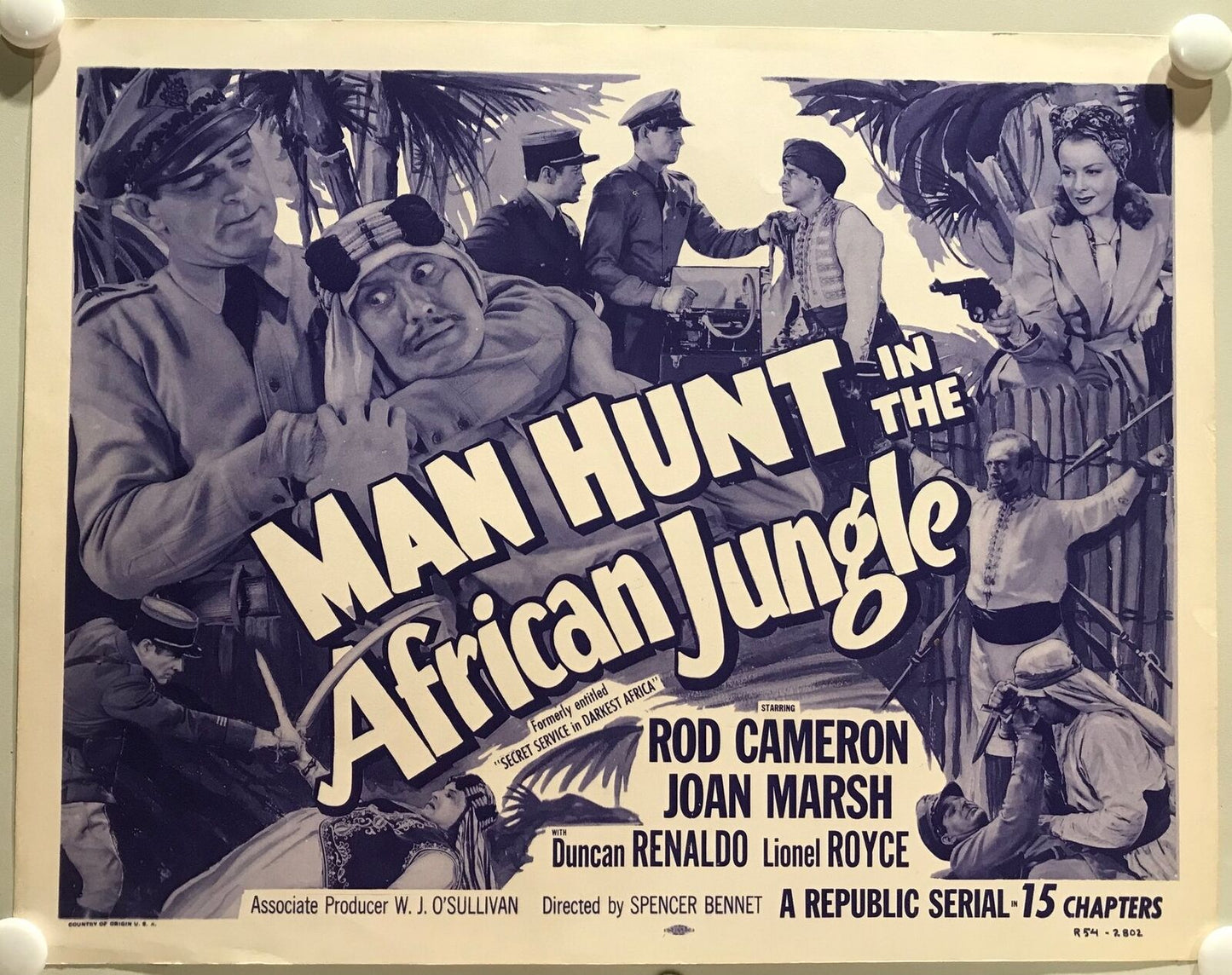 ORIGINAL SERIAL LOBBY CARD - MAN HUNT IN THE AFRICAN JUNGLE (a) - R1954 - Title Card