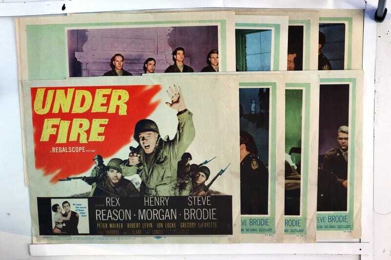 ORIGINAL LOBBY CARDS - UNDER FIRE - 1957 - set of 8