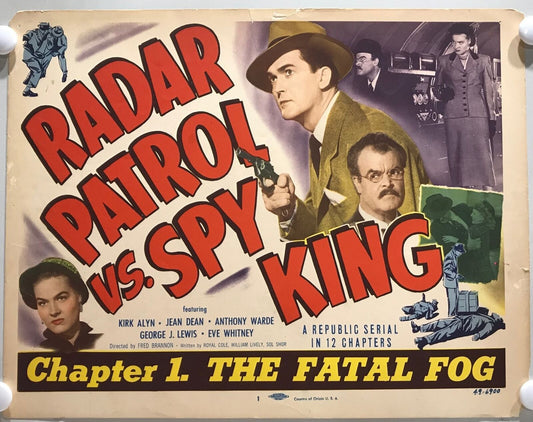 ORIGINAL SERIAL LOBBY CARD - RADAR PATROL VS. SPY KING - 1949 - Ch 1 Title Ca...