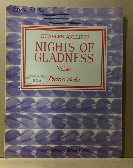 MUSIC SHEET - NIGHTS OF GLADNESS - Valse - Piano Solo - CHARLES ANCLIFFE