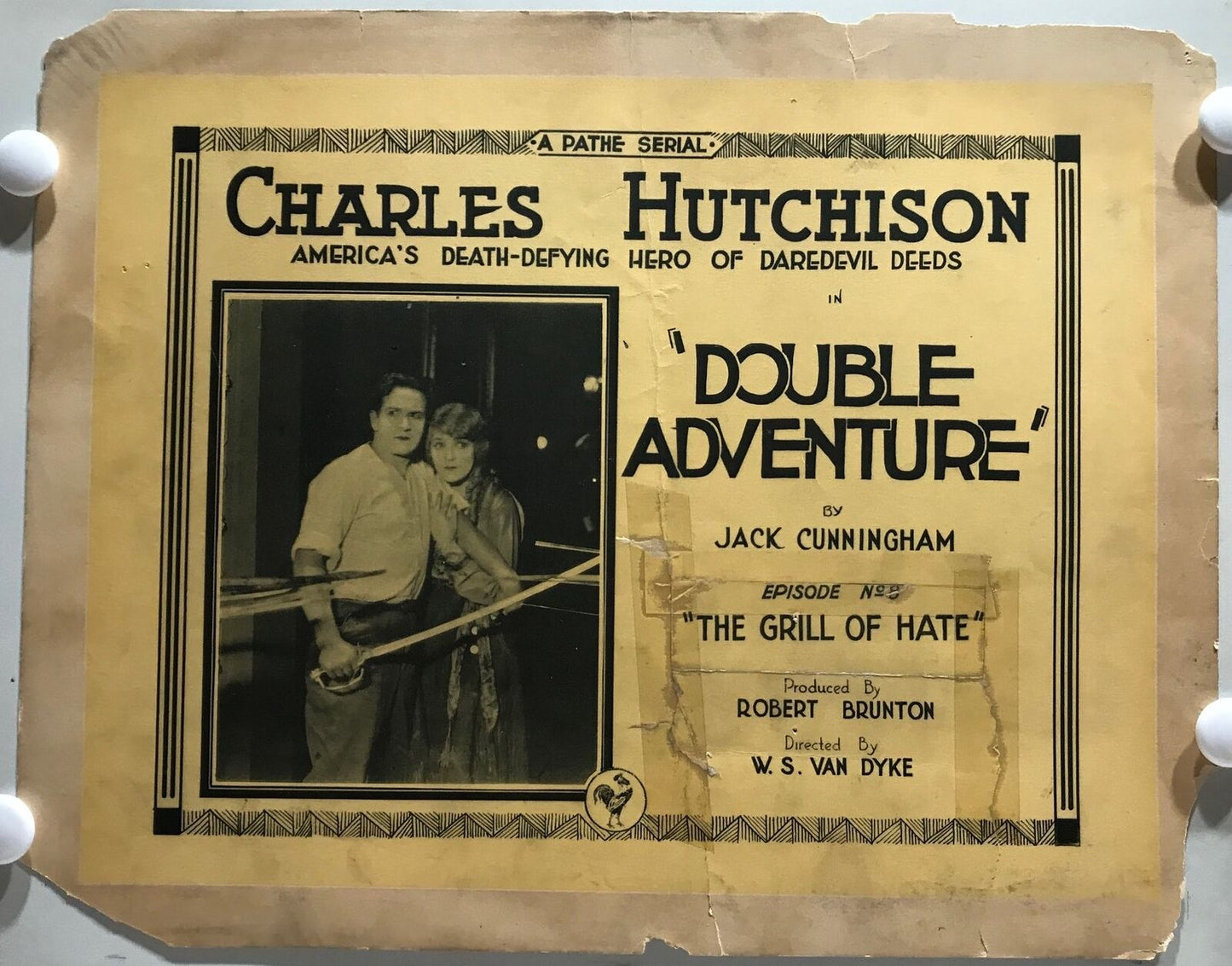 ORIGINAL SERIAL LOBBY CARD - DOUBLE ADVENTURE - 1921 - Ch 8 "The Grill of Hate"