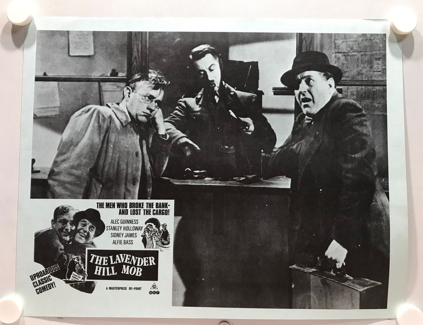 ORIGINAL LOBBY CARDS - THE LAVENDER HILL MOB - 1951 - re-print - set of 8