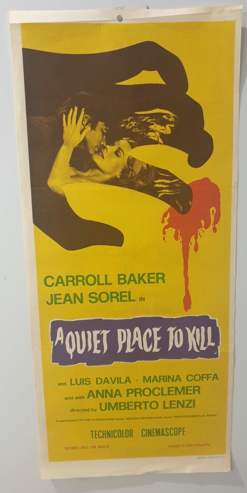 ORIGINAL DAYBILL MOVIE POSTER - A QUIET PLACE TO KILL - 1970