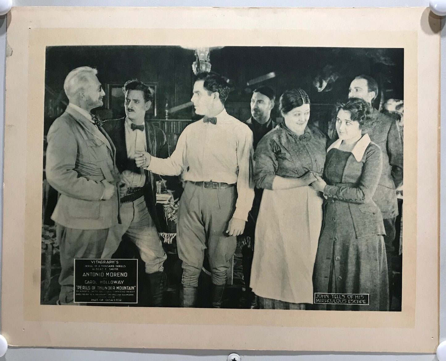 ORIGINAL SERIAL LOBBY CARD - PERILS OF THUNDER MOUNTAIN (c) - 1919 - CH 14 "H...