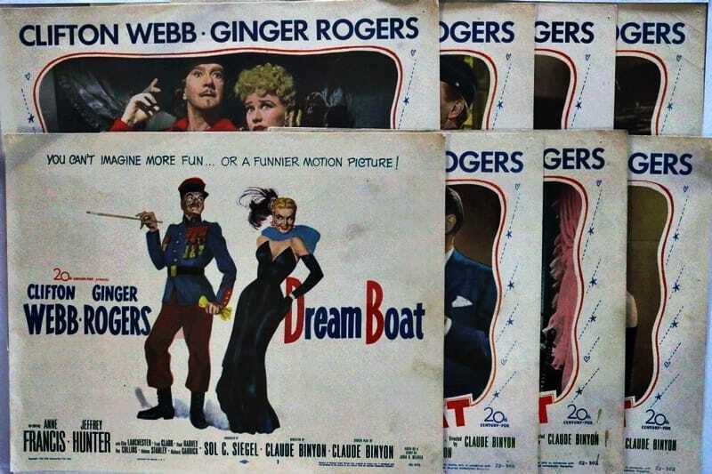 ORIGINAL LOBBY CARDS - DREAM BOAT - 1952 - set of 8