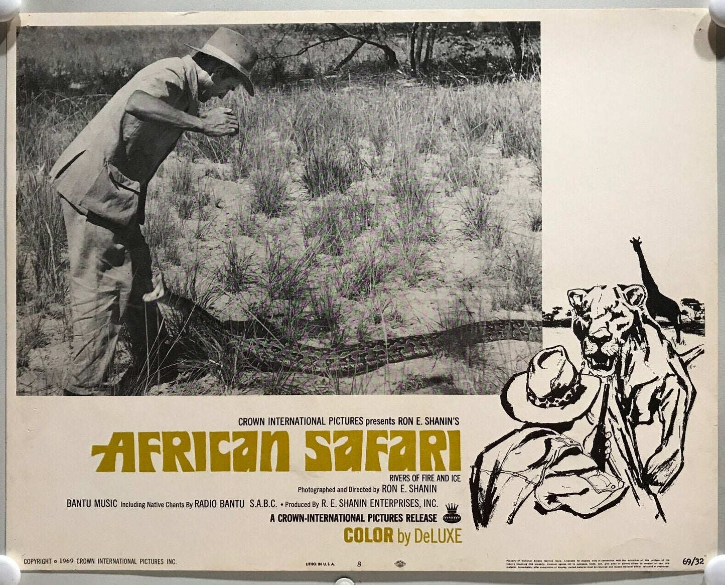 ORIGINAL LOBBY CARDS - AFRICAN SAFARI - 1969 - set of 8