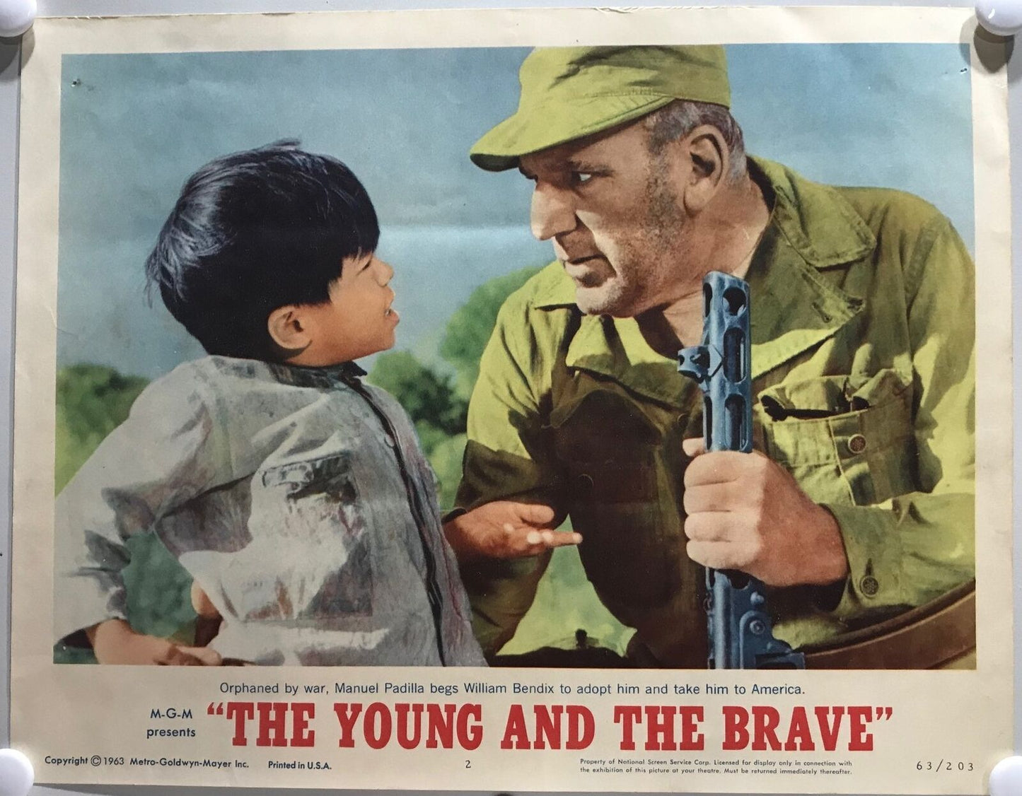 ORIGINAL LOBBY CARDS - THE YOUNG AND THE BRAVE - 1963 - set of 8