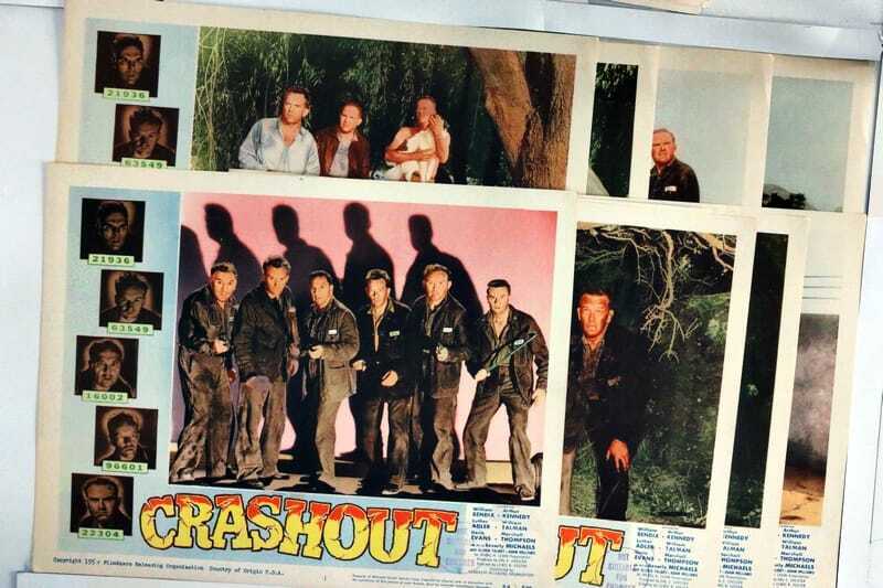 ORIGINAL LOBBY CARDS - CRASHOUT - 1954 - set of 8