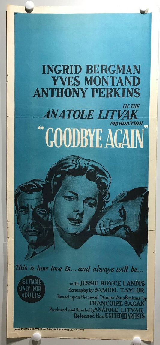 ORIGINAL DAYBILL MOVIE POSTER - GOODBYE AGAIN - (a) - 1961