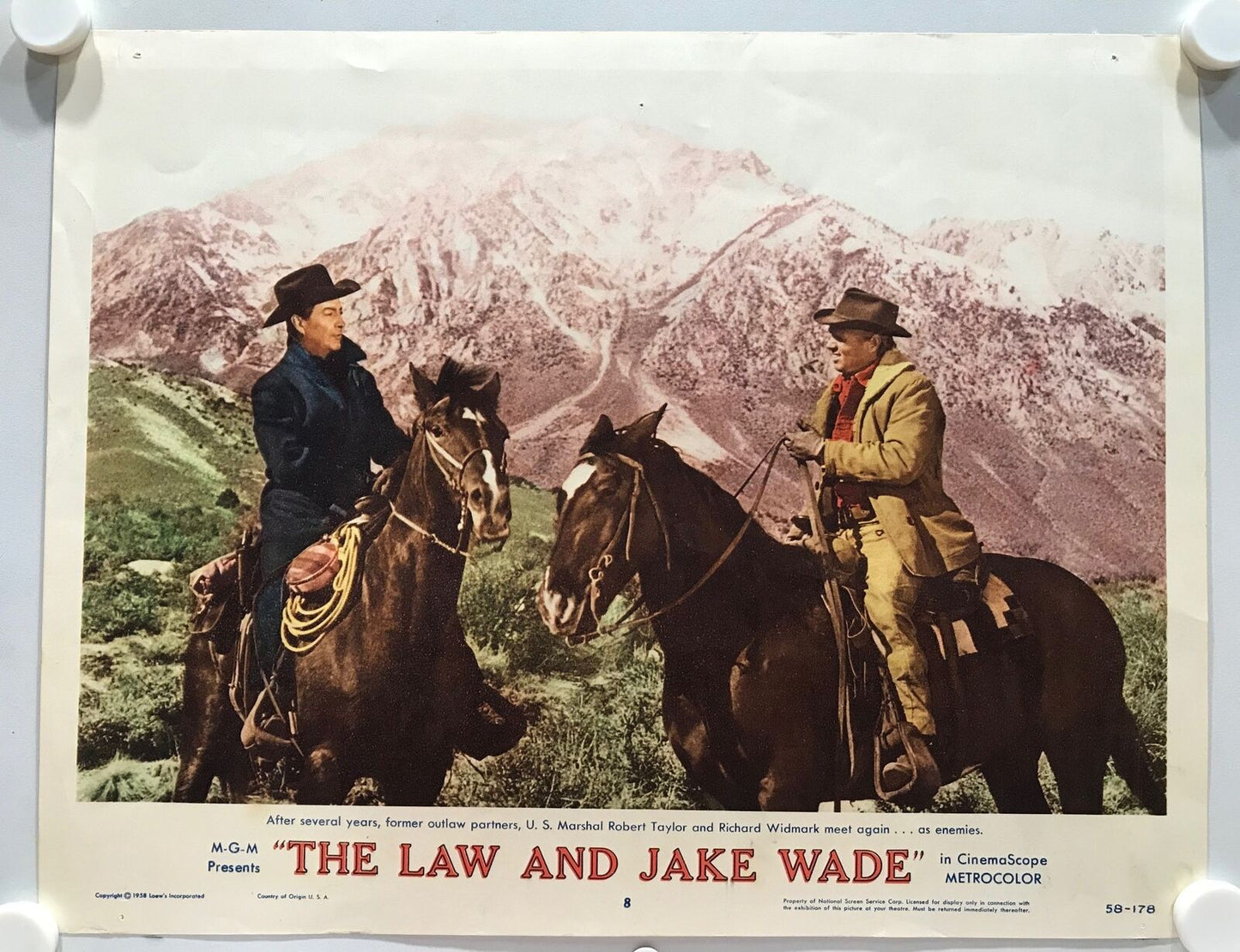 ORIGINAL LOBBY CARDS - THE LAW AND JAKE WADE - 1958 - set of 8