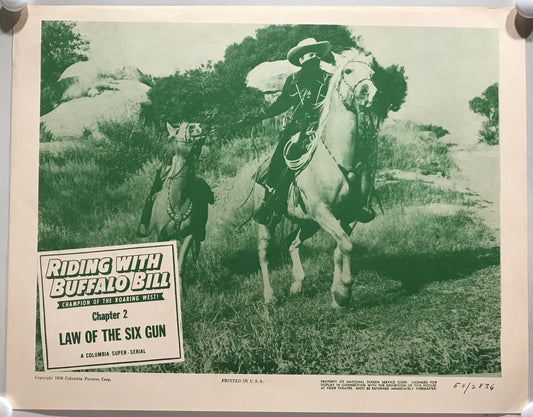 ORIGINAL SERIAL LOBBY CARD - RIDING WITH BUFFALO BILL (c) - 1954 - Ch 2 "Law ...