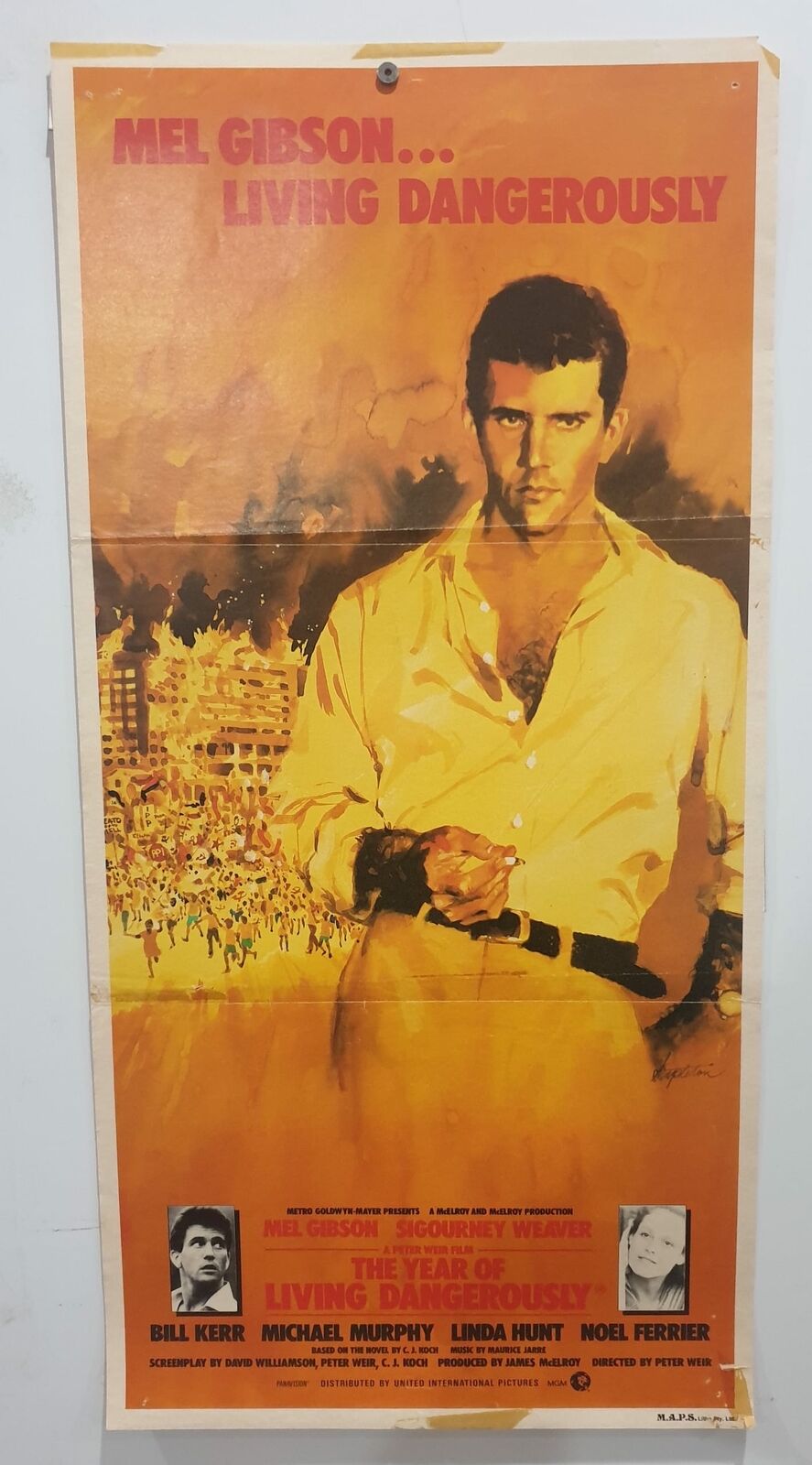 ORIGINAL DAYBILL MOVIE POSTER - THE YEAR OF LIVING DANGEROUSLY - AUSTRALIAN - 1982