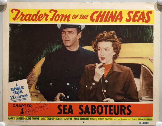 ORIGINAL SERIAL LOBBY CARD - TRADER TOM OF THE CHINA SEAS - 1954 - Ch 1