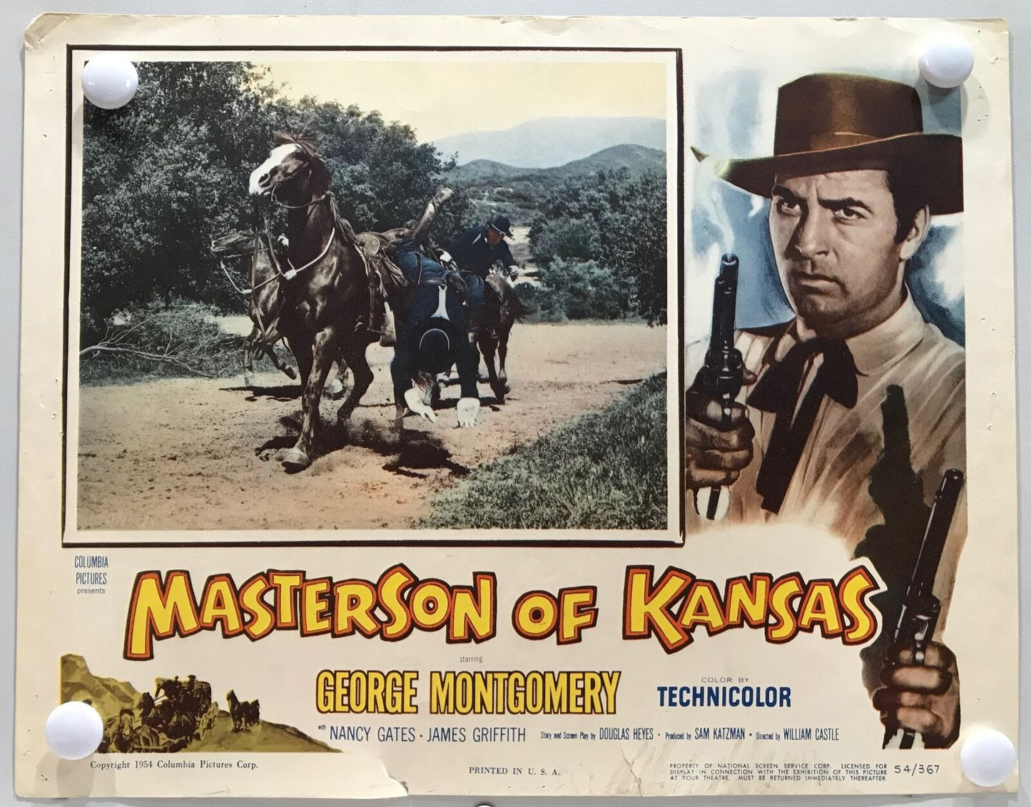 ORIGINAL LOBBY CARDS - MASTERSON OF KANSAS - 1954 - set of 8