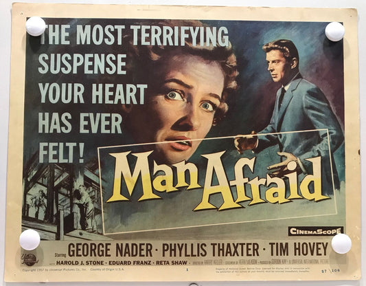 ORIGINAL LOBBY CARDS - MAN AFRAID - 1957 - card set of 8