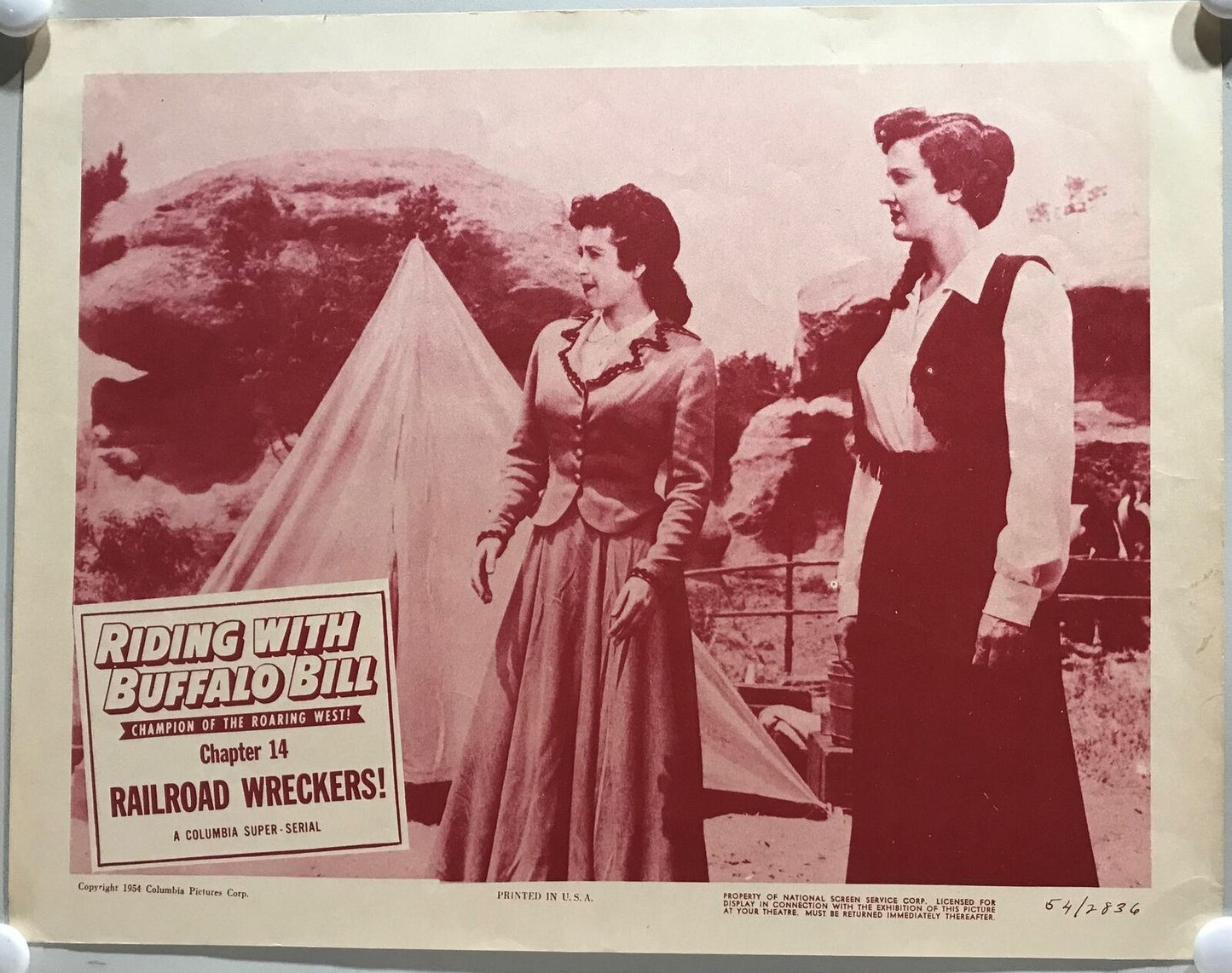 ORIGINAL SERIAL LOBBY CARD - RIDING WITH BUFFALO BILL (c) - 1954 - Ch 14 "Rai...