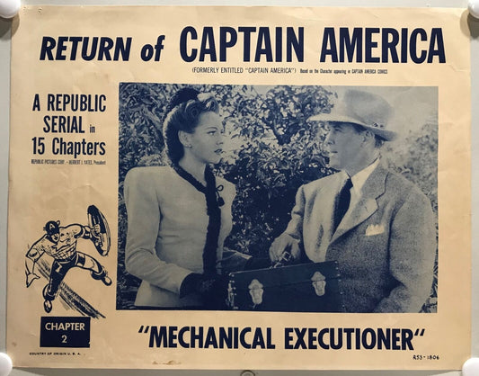 ORIGINAL SERIAL LOBBY CARD - RETURN OF CAPTAIN AMERICA (a) - R1953  - Ch 2 "M...