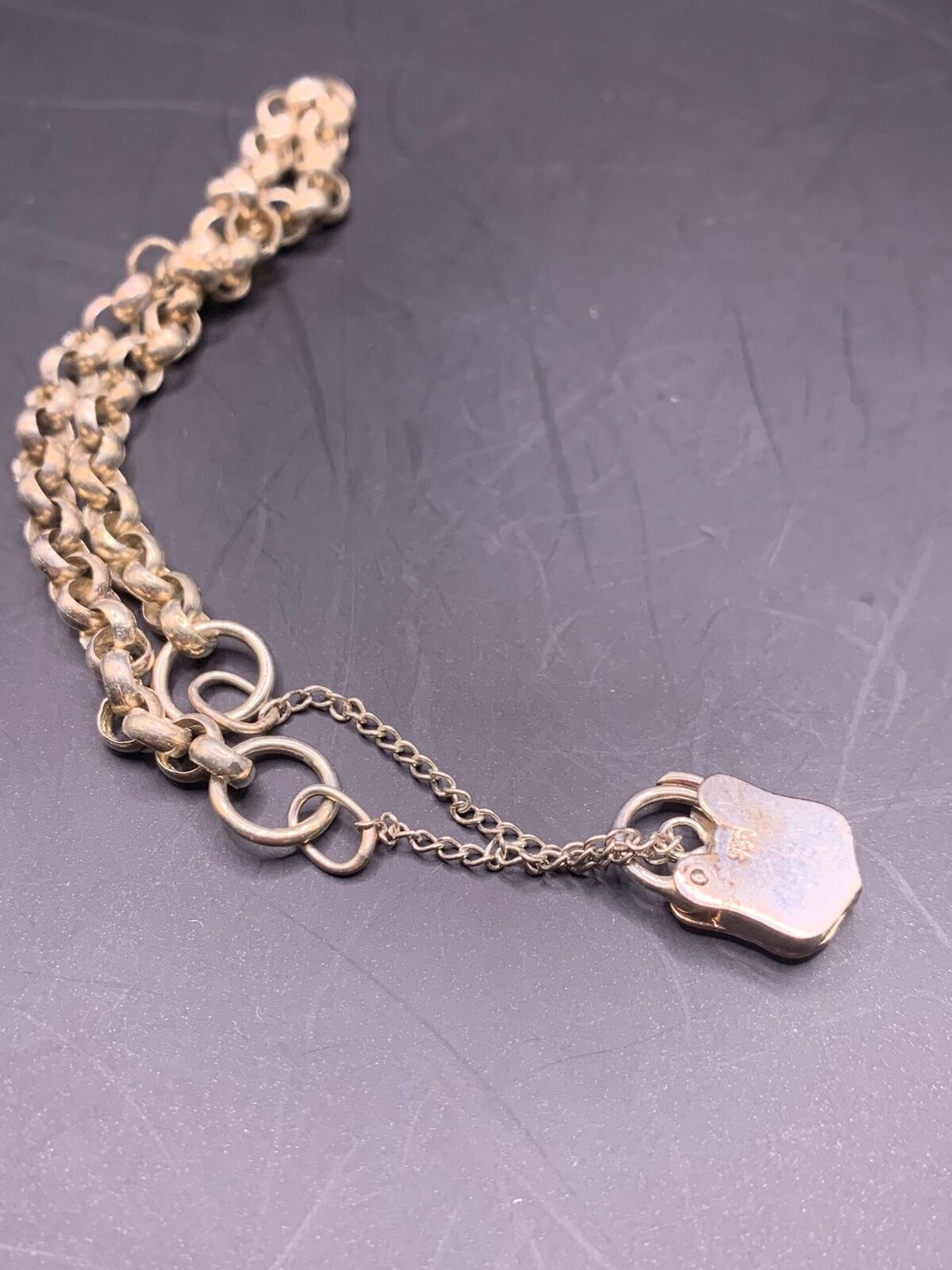 STERLING SILVER ROLO BRACELET WITH PENDANT - 925 SILVER LOCKET PENDANT