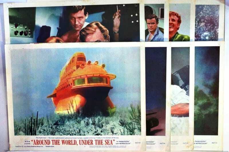 ORIGINAL LOBBY CARDS - AROUND THE WORLD UNDER THE SEA - 1966 - set of 8