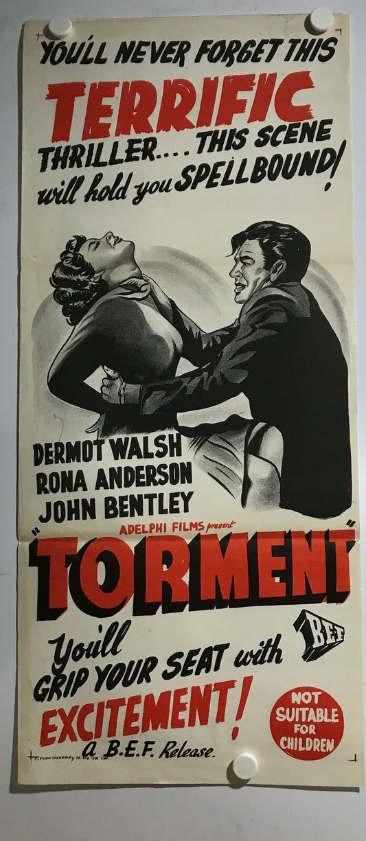 ORIGINAL DAYBILL MOVIE POSTER - TORMENT - 1986