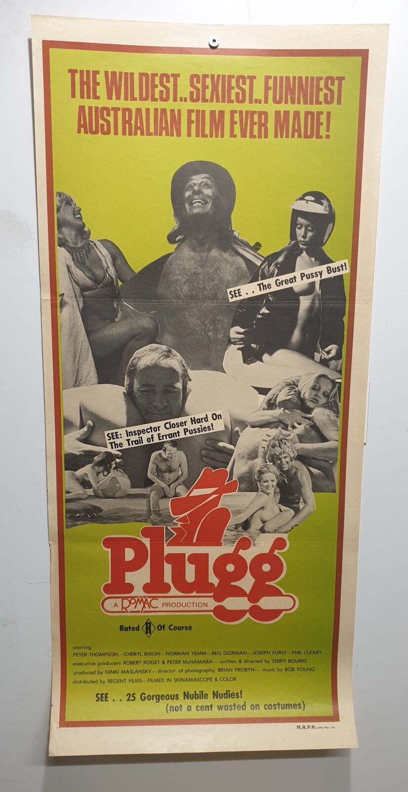 ORIGINAL DAYBILL MOVIE POSTER - PLUGG - AUSTRALIAN - ADULT