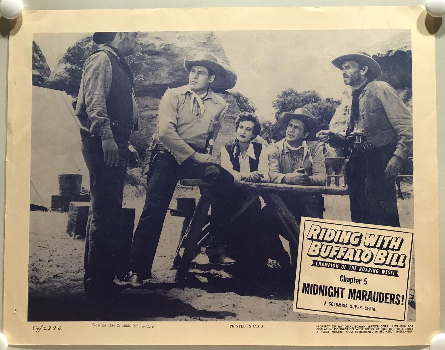 ORIGINAL SERIAL LOBBY CARD - RIDING WITH BUFFALO BILL (c) - 1954 - Ch 5 "Midn...