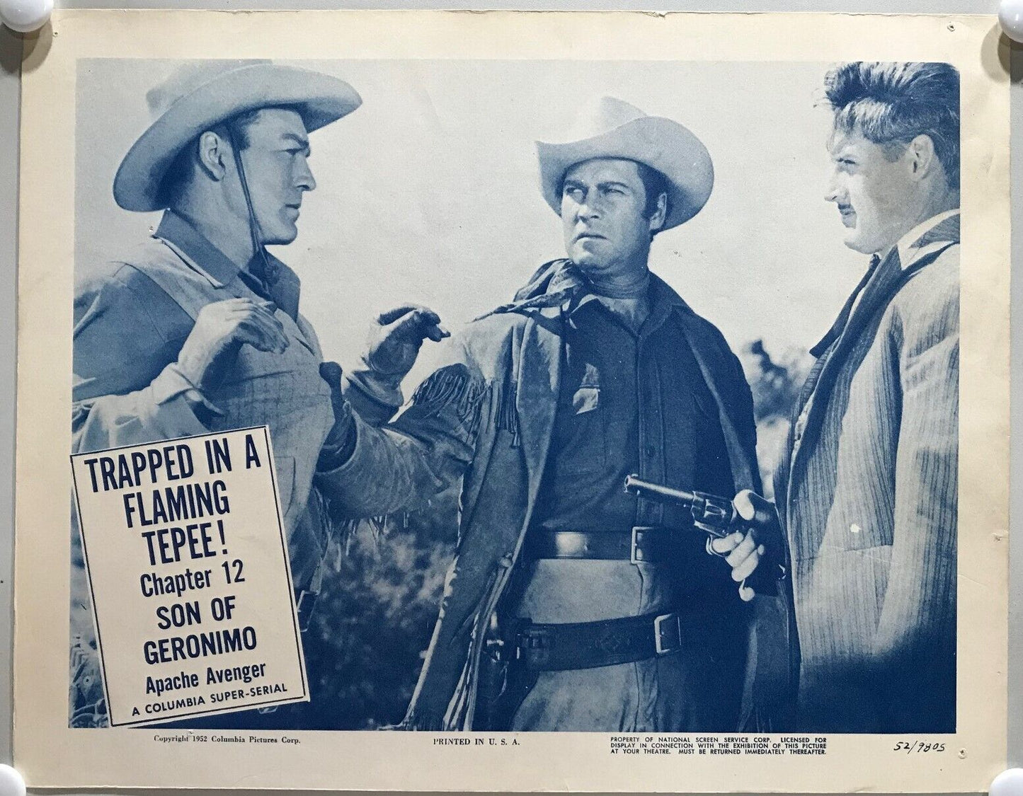 ORIGINAL SERIAL LOBBY CARD - SON OF GERONIMO (b) - 1952 - Ch 12 "Trapped in a...