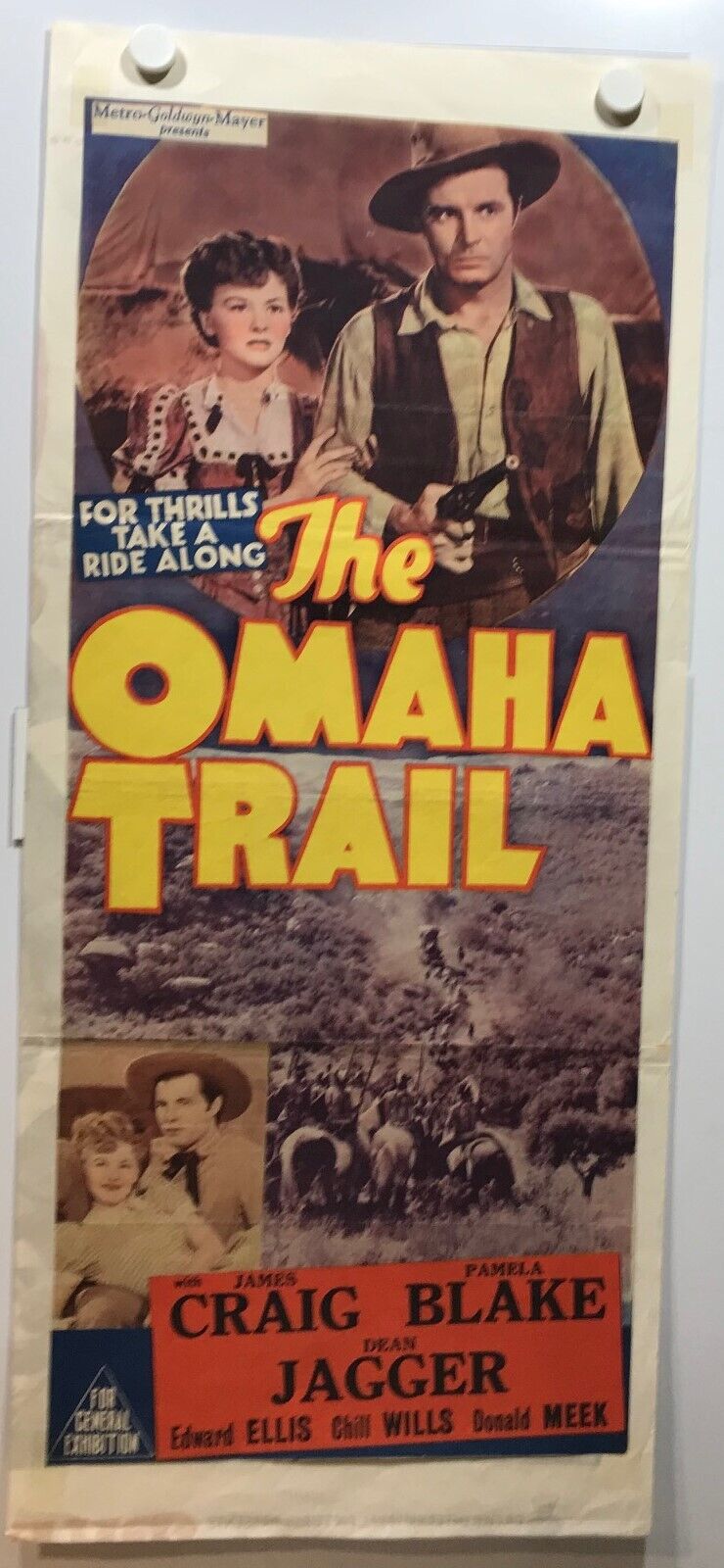 ORIGINAL DAYBILL MOVIE POSTER - THE OMAHA TRAIL - 1942