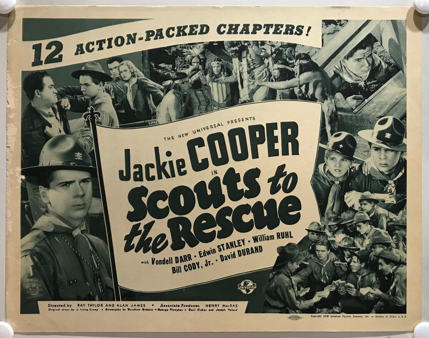 ORIGINAL SERIAL LOBBY CARD - SCOUTS TO THE RESCUE - 1939 - Title Card -  Jack...