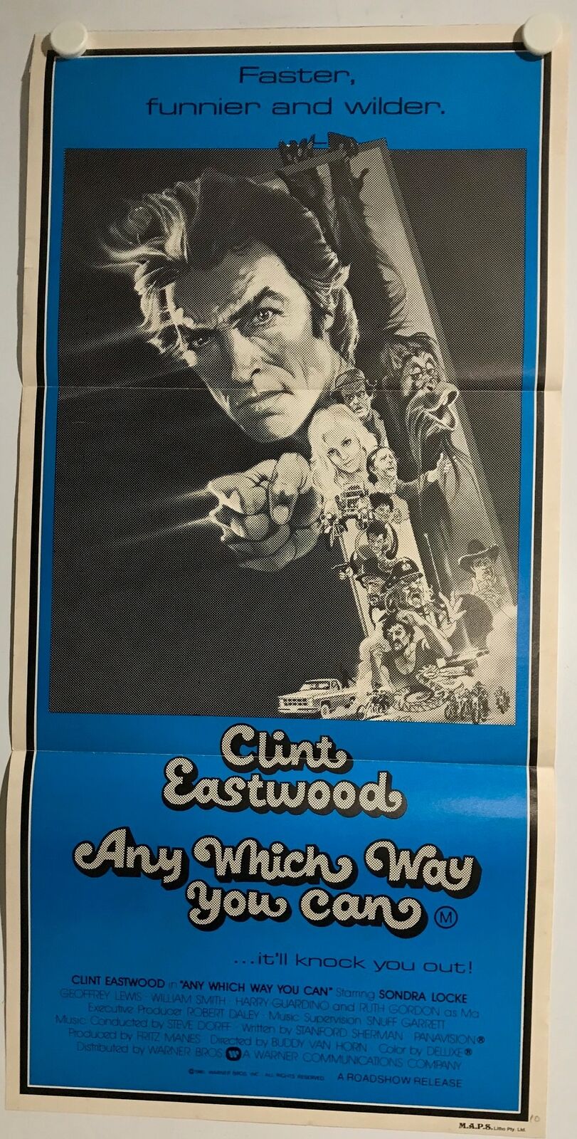 ORIGINAL DAYBILL MOVIE POSTER - ANY WHICH WAY YOU CAN - Clint Eastwood